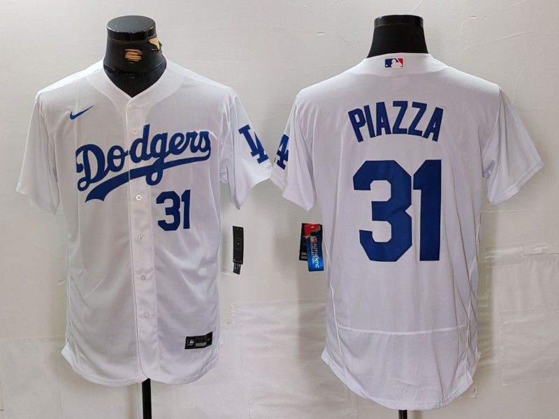 Men Los Angeles Dodgers #31 Piazza White Elite 2024 Nike MLB Jersey style 3